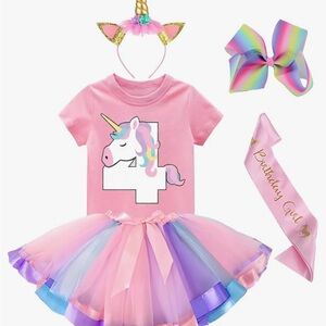 Unicorn Birthday Costume Set for Kids - Pink and Purple